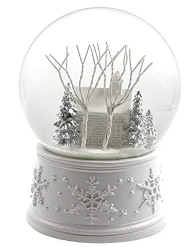 White Christmas Musical Snow Globe - 100mm Winter Scene Holiday Decor