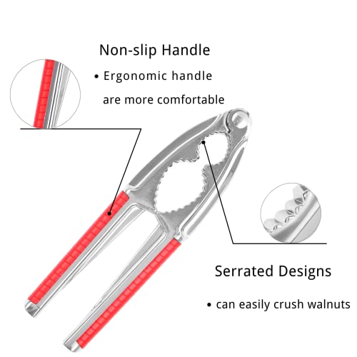 Red Nut Cracker Seafood Crab Lobster Opener Heavy Duty Shell Tool with Non-slip Handle