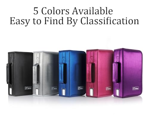 128 Capacity CD DVD Storage Case - Portable Disc Organizer Binder (Purple)