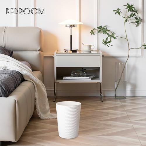 Small Plastic Trash Can - 1.8 Gallon Open-Top Wastebasket for Bathroom & Office