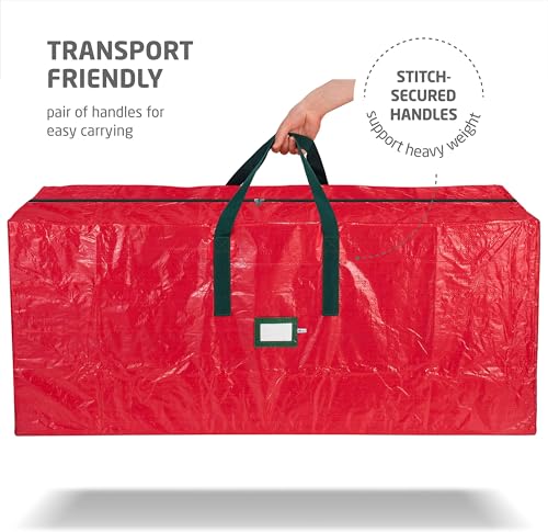 ZOBER 9 Ft Red Waterproof Christmas Tree Storage Bag with Handles & Label Slot