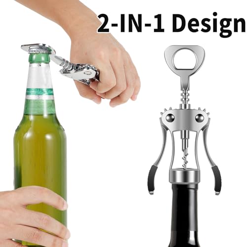 TKSDWBLTY 10-Pack Stainless Steel Wing Corkscrew Wine Openers with Bottle Opener