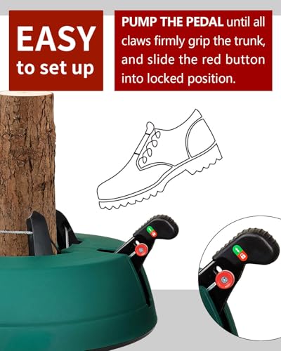 Real Christmas Tree Stand with Foot Pedal & Water Reservoir - Fits up to 10ft