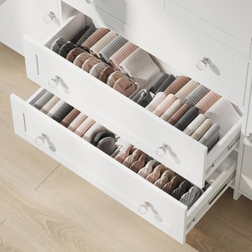 71-Inch Wardrobe Closet with Mirror and Drawers, 6-Door Bedroom Armoire