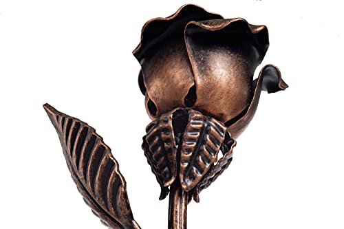 Handcrafted Steel Rose with Copper Patina - 11.4-Inch Romantic Gift