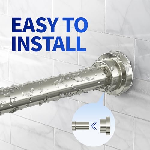 Mcrbeay Heavy Duty Tension Shower Curtain Rod 28-74 Inch Brushed Nickel No Drill