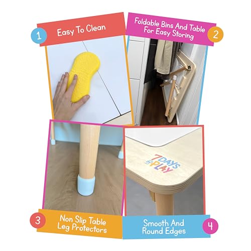 Foldable Sensory Activity Table for Toddlers with Storage Bins and Lid