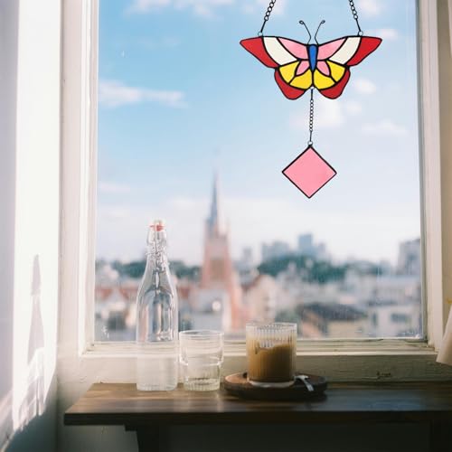 Kalockolo Handmade Butterfly Stained Glass Window Hanging Decorative Suncatcher