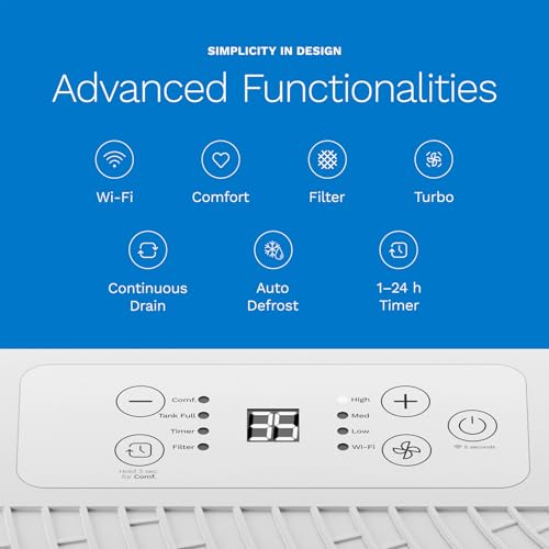 Smart Wi-Fi Dehumidifier for Large Rooms Up to 4500 Sq Ft 32 Pint