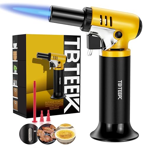 Refillable Butane Kitchen Torch with Fuel Gauge - Adjustable 2500°F Flame