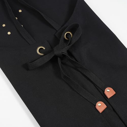 Heavy-Duty Canvas Work Apron with Pockets and Adjustable Cross-Back Straps