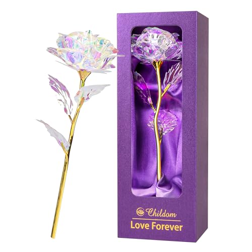 Artificial Rainbow Rose Flower Gift for Women, Romantic Keepsake Present