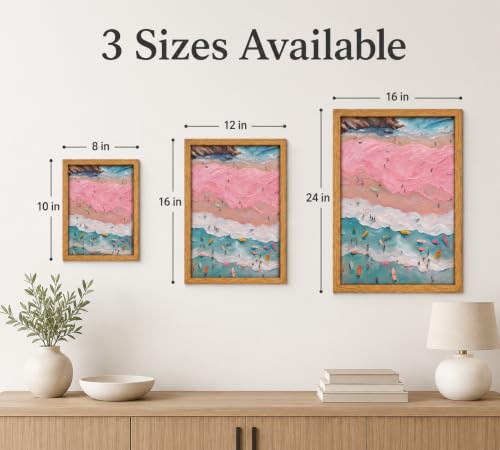 Framed Pink Coastal Beach Surfer Canvas Wall Art 8x10 Inch Print