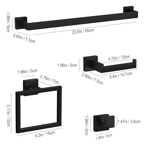 10-Piece Matte Black Bathroom Hardware Set - SUS304 Stainless Steel