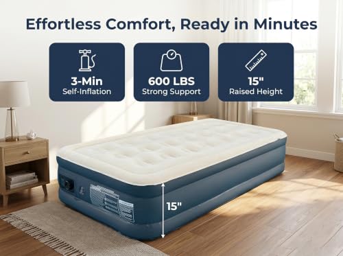 Twin Air Mattress with Built-In Pump - 18" Raised Inflatable Guest Bed