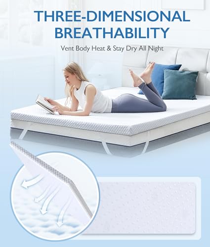 SINWEEK 2 Inch Twin Cooling Memory Foam Mattress Topper with Cover