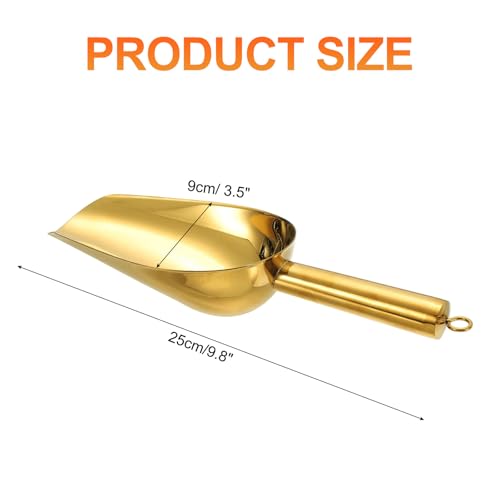 uxcell Gold Stainless Steel Ice Scoop 9.8" x 3.5" for Kitchen & Bar