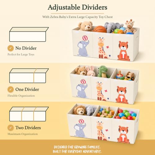 Large Collapsible Toy Chest with Dividers - 40-Inch Kids Storage Organizer