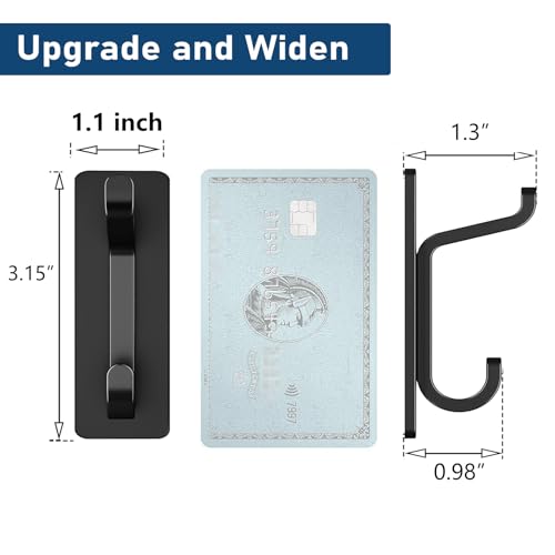 Pickpiff Heavy Duty Adhesive Hooks 13LB Black Double Wall Hooks 4 Pack