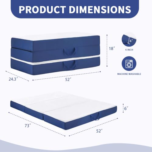 6-Inch Memory Foam Tri-Fold Mattress - Full Size Portable Guest Bed