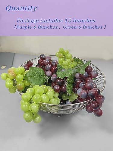 12 Bunches Artificial Grapes - Realistic Simulation Fruit for Decor