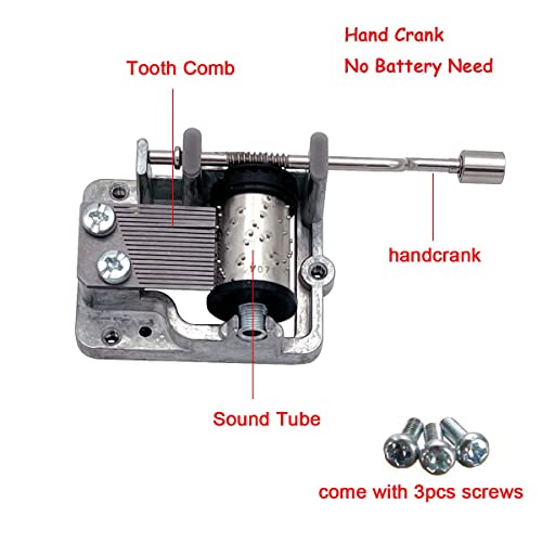 Hand Crank Music Box Movement - DIY Musical Mechanism Replacement