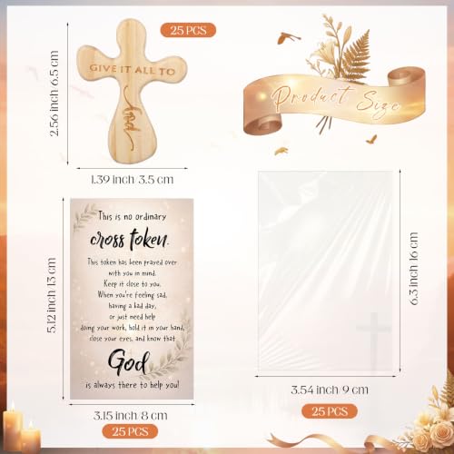 50-Pack Christian Gift Set: Wooden Crosses & 'Give It All to God' Cards, 2.36" Pocket Crosses