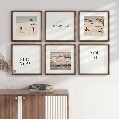 Venusmiles Walnut 16x16 Inch Picture Frame for 12x12 Photos - Solid Hardwood Mount