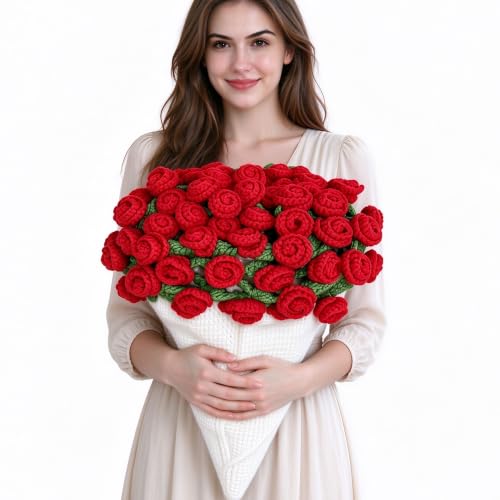Crochet Rose Bouquet Throw Blanket - Handmade Knit Gift for Women