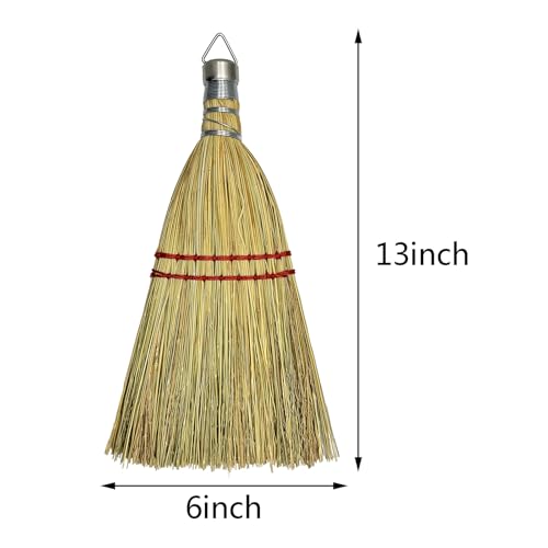 Handmade Natural Corn Straw Whisk Broom - 12 Inch Mini Hand Broom