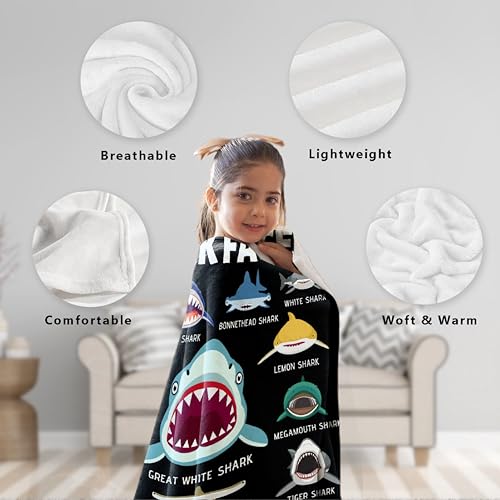 Shark Faces Blanket 50x40 in - Cow Blanket Shark Gifts for Kids & Adults, Shark Faces Throw