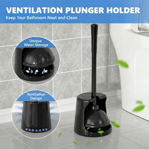 Heavy Duty Toilet Plunger with Holder for 5.3-Inch Drains - Style 1