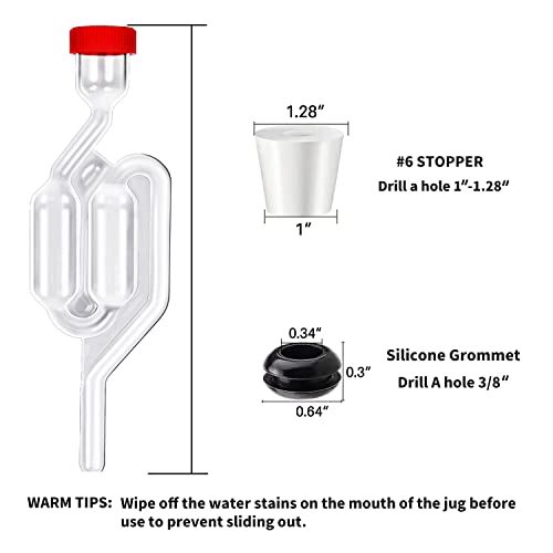 S-Shape Fermentation Airlock Kit with Stoppers and Grommets for Brewing and Pickling