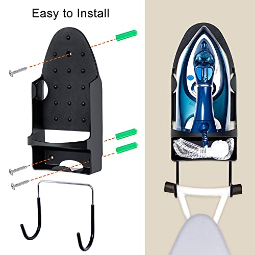 Pensino Black Wall Mount Ironing Board & Iron Holder, Heat Resistant Up to 200°C