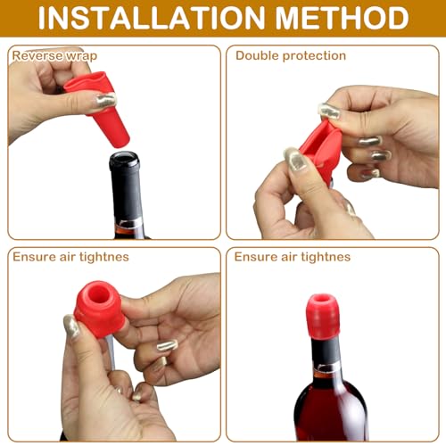 CANIPHA 8Pcs Silicone Wine Stopper Set - Reusable, Multi-Color Wine & Champagne Bottle Caps for Freshness, Home & Travel Use (4 Colors)