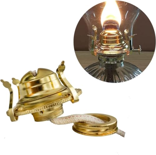 #2 Brass Plated Oil Lamp Burner Replacement with Wick & Chimney Holder