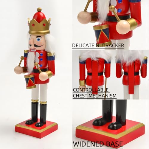ENLAYER 4PCS 15 Inch Wooden Nutcracker Christmas Decorations - Festive Hand-Painted Collectible Set, Winter Table & Fireplace Decor (Variant: 15in-a4)