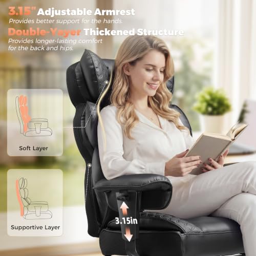 Big and Tall Reclining Office Chair with Footrest & Lumbar Support