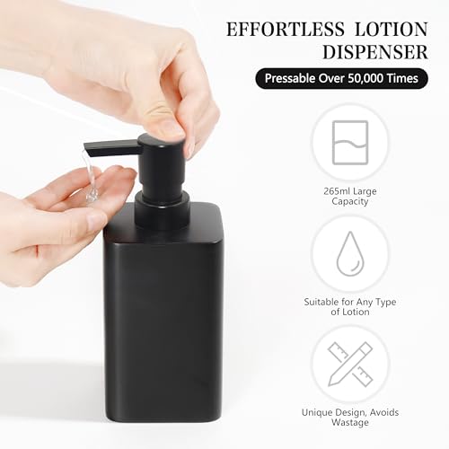 4-Piece Matte Black Bathroom Accessory Set - Resin Soap Dispenser & Holder