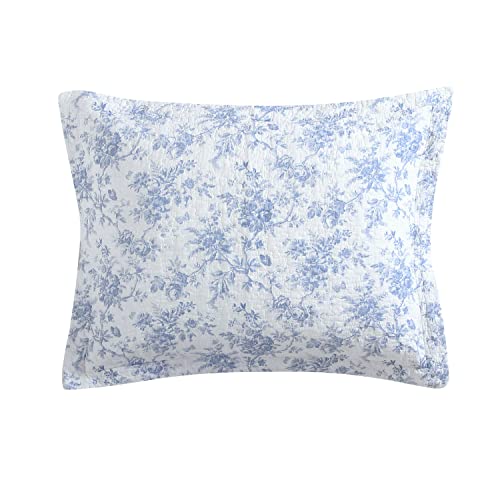 Blue Floral 4-Piece Quilted Daybed Bedding Set with Shams & Bolster Cover