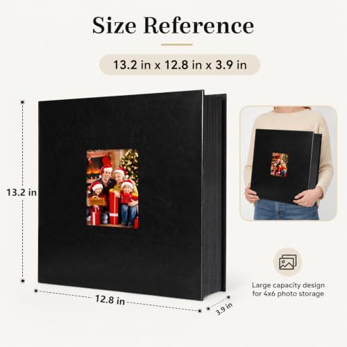 Large Capacity 4x6 Photo Album, 1000 Photos, Leather Cover with Window
