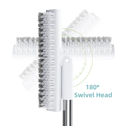 Long Handle Shower & Tile Scrubber Brush with 180° Swivel V-Shape Head