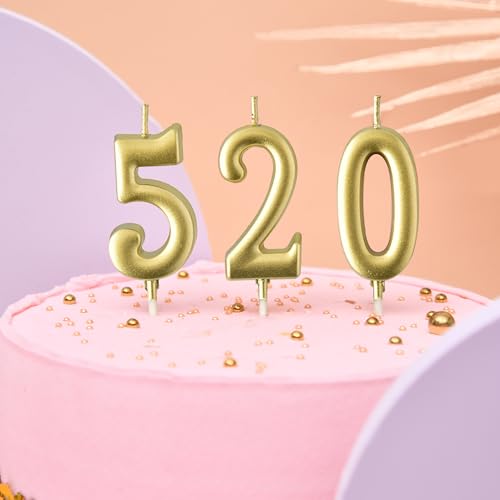 Gold Number Birthday Candles Set - 10 Pieces 0-9 Glitter Cake Toppers