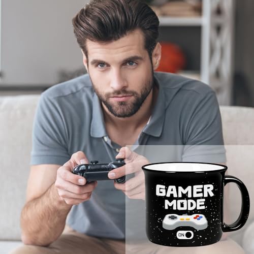 Cabtnca Black Gamer Mode ON Mug 15oz Christmas Gaming Gifts for Men & Teens