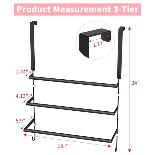 3-Tier Over-the-Door Towel Rack, Stainless Steel Bathroom Towel Bar