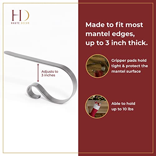 Safe Christmas Stocking Hangers for Mantel - Adjustable Clips 4 Pack