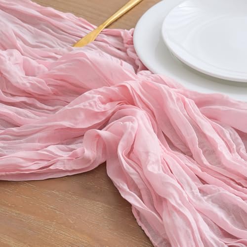 Blush Pink Cheesecloth Table Runner 10ft Sheer Gauze Boho Table Decor
