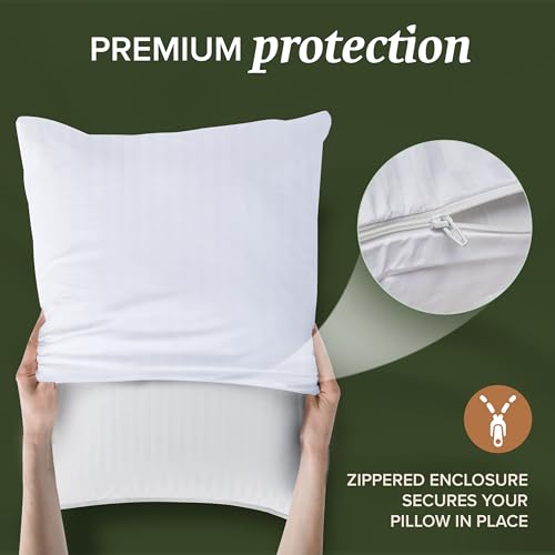 King Size Cotton Pillow Protectors - Zippered Breathable Cover, 2 Pack