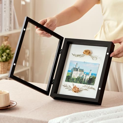 8x10 Deep Shadow Box Frame, Magnetic Display Case with Linen Backing