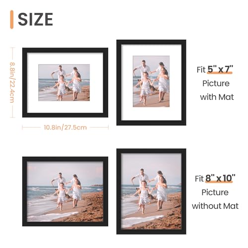Upsimples 8x10 Picture Frames Set of 5 Black Gallery Wall Collage
